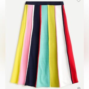 J. Crew Women's Sweater Midi Skirt in Rainbow Stripe Size Large (L)